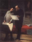 Honore Daumier Rows of a young konstnar oil painting